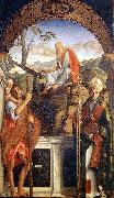 BELLINI, Giovanni Sts Christopher, Jerome and Ludwig of Toulouse oil